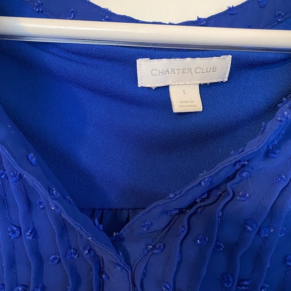 Charter Club Royal Blue Textured Blouse - Picture 4 of 6